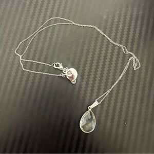 Minimalist Sterling Silver Teardrop Crystal Pendant Necklace